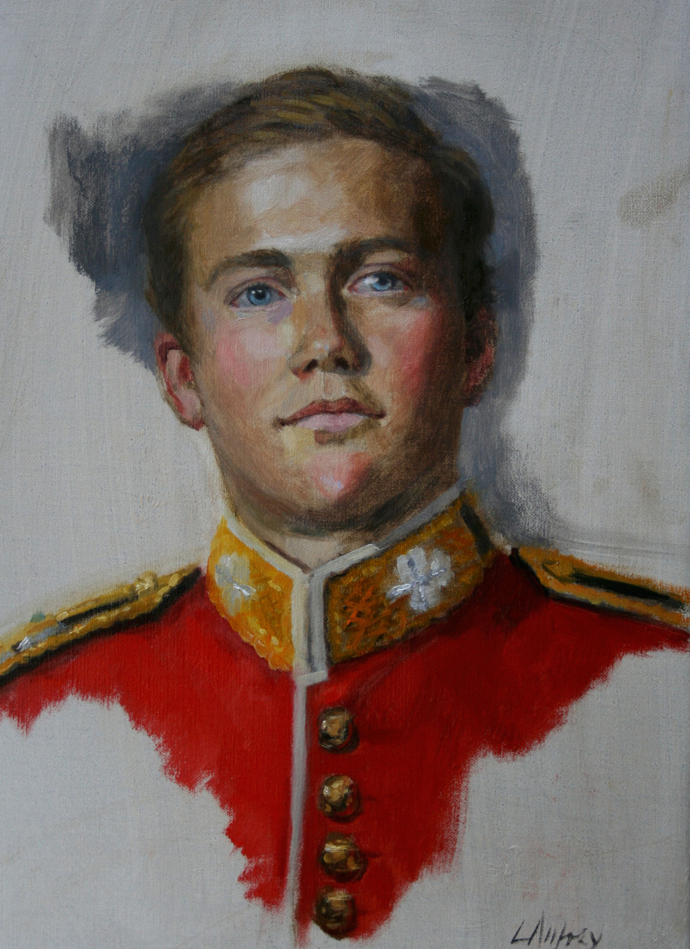 portrait oil study of an archduke in the army from life sitting