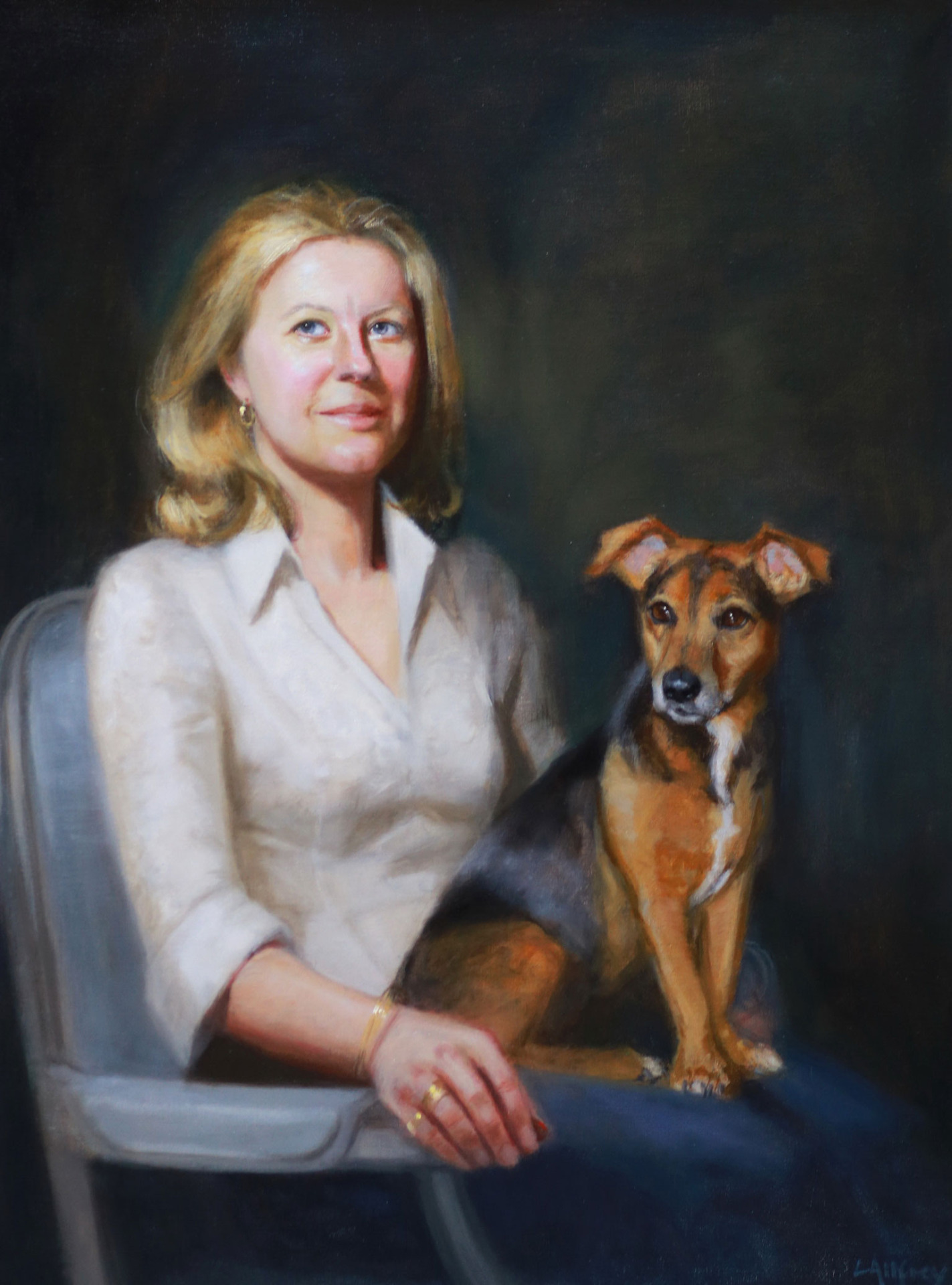 oil painting commission for special birthday with a painting of her dog