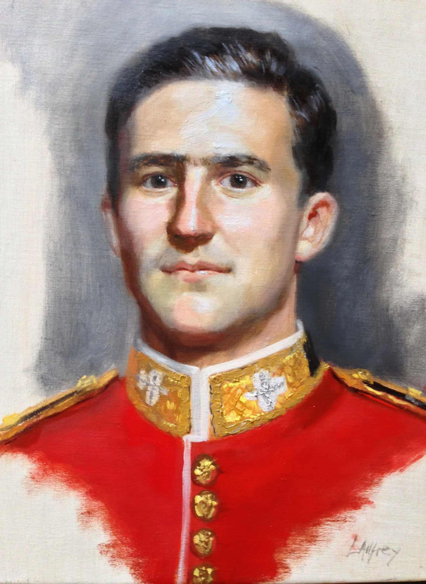 portrait oil study of a prince in the army from a life sitting