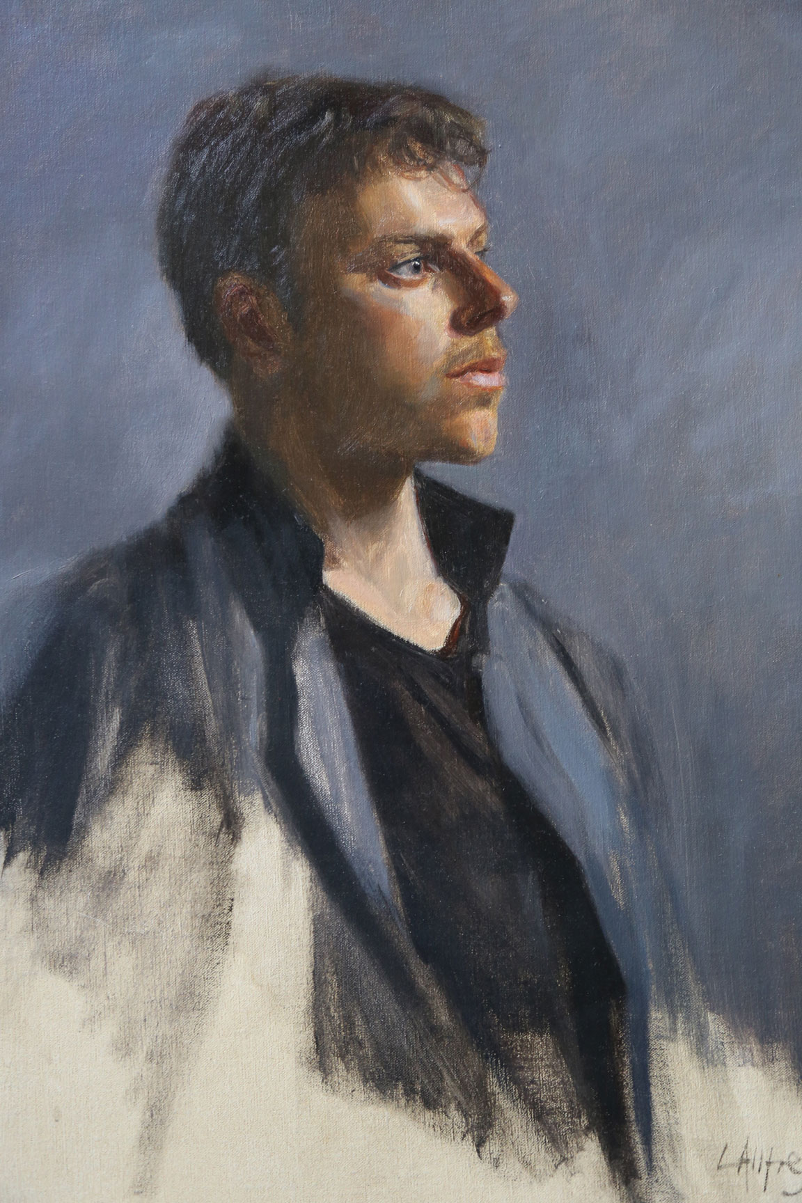 portrait painting of a young man painted in oil