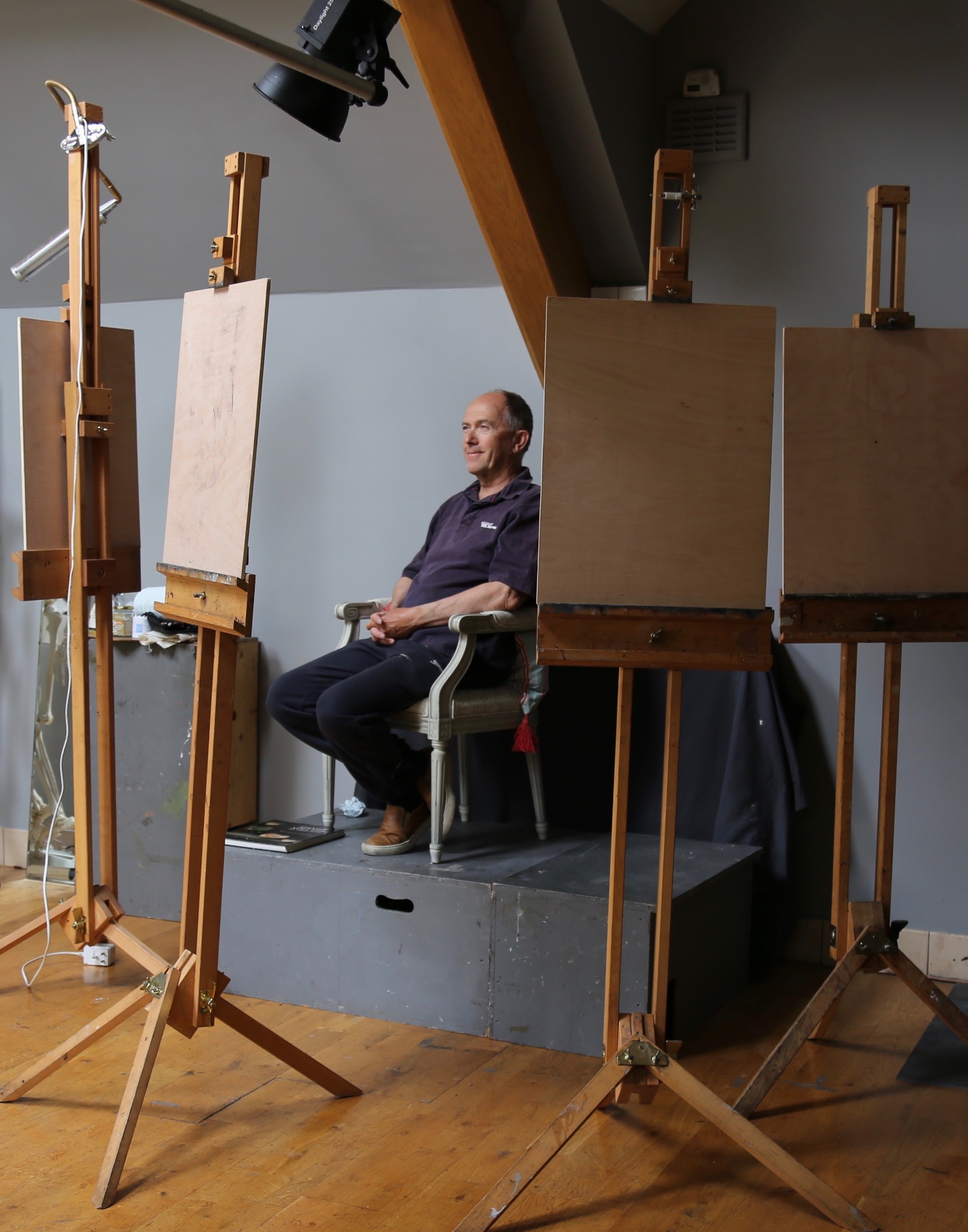 Lindy's north lit studio for portrait painting with perfect lighting