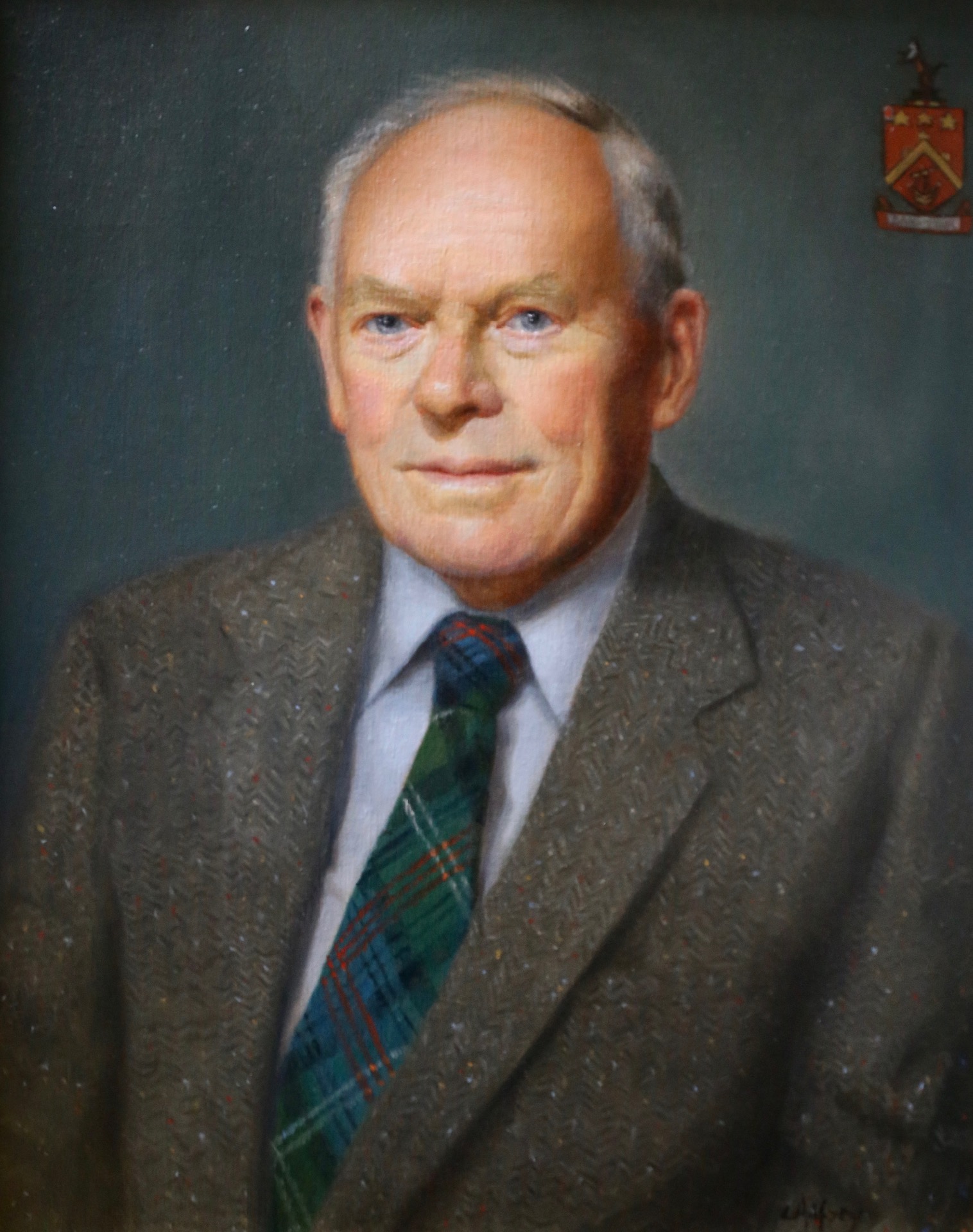 oil portrait painting commission with family crest
