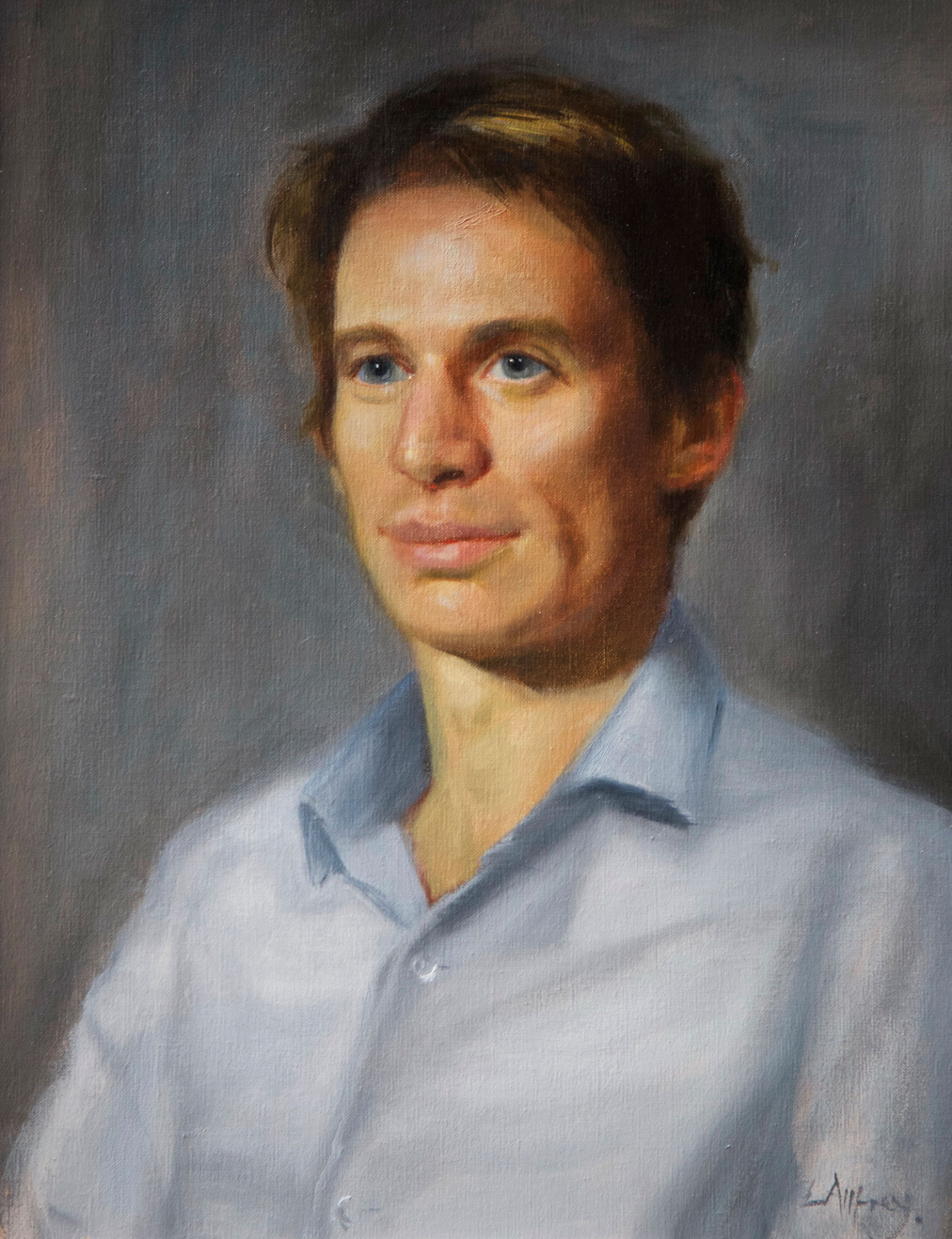 oil portrait painted of family artist son